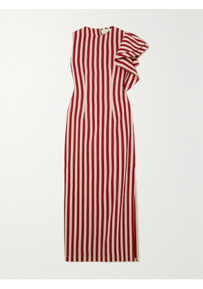 DESTREE - Franz Ruffled Striped Faille Maxi Dress - Red - small,medium,large