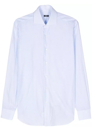 Barba check-pattern poplin shirt - Blue
