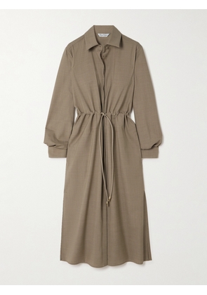Max Mara - Monia Belted Wool Midi Shirt Dress - Neutrals - UK 4,UK 6,UK 8,UK 10,UK 12,UK 14,UK 16,UK 18