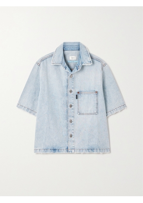 Haikure - + Net Sustain Olive Distressed Denim Shirt - Blue - x small,small,medium,large