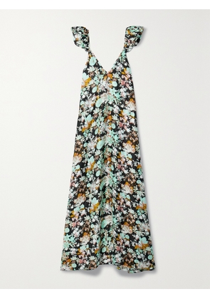 Kika Vargas - + Net Sustain Rafaella Floral-print Silk-twill Maxi Dress - Green - x small,small,medium,large