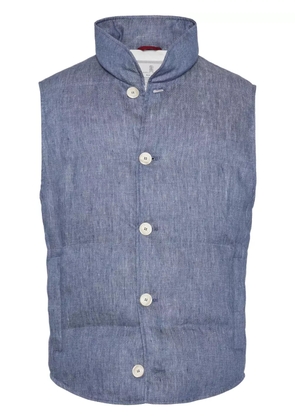 Brunello Cucinelli padded linen gilet - Blue