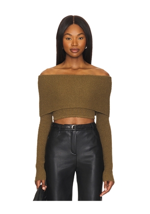 Camila Coelho Elan Off Shoulder Top in Olive. Size M. Also in L, XS.