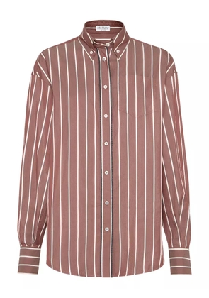 Brunello Cucinelli striped poplin shirt - Brown