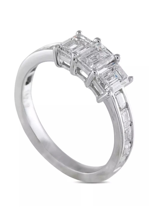 LB Exclusive 14K White Gold Emerald Cut Diamond Ring - Silver