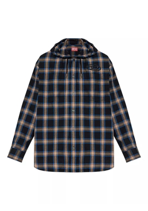 Diesel S-Dewny-Hood-Ajfi hooded checked shirt - Black