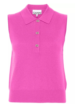 GANNI logo-buttons sleeveless top - Purple