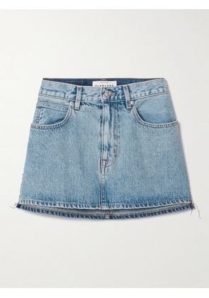 SLVRLAKE - Frayed Paneled Denim Mini Skirt - Blue - 24,25,26,27,28,29,30,31,32