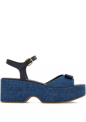Ferragamo 70mm bow-detail platform sandals - Blue