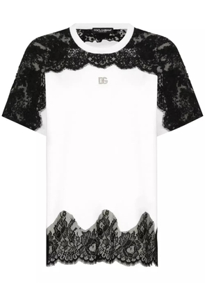 Dolce & Gabbana DNA lace-detail panelled T-shirt - White