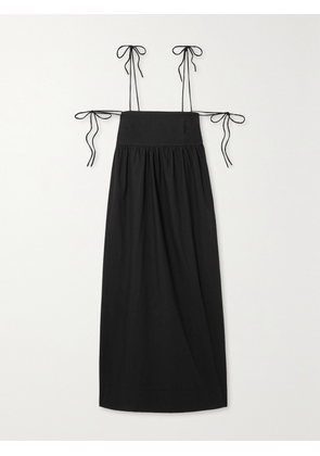 GANNI - + Net Sustain Shirred Organic Cotton-poplin Midi Dress - Black - EU 34,EU 36,EU 38,EU 40,EU 42,EU 44