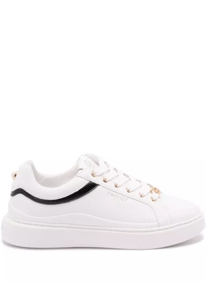 TWINSET leather-trimmed lace-up low-top sneakers - White