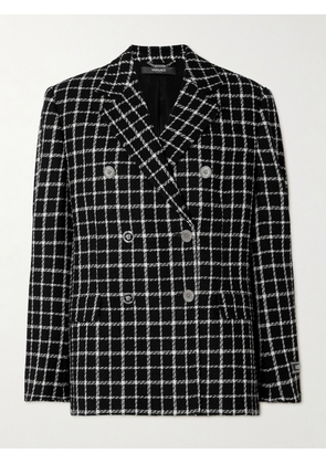 Versace - Double-breasted Checked Wool-blend Tweed Blazer - Black - IT36,IT38,IT40,IT42,IT44,IT46,IT48