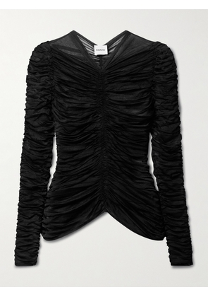 KHAITE - Haven Ruched Stretch Silk-blend Top - Black - x small,small,medium,large