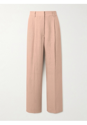 BLAZÉ Milano - Fox Pleated Linen-twill Straight-leg Pants - Pink - 00,1,2,3,4
