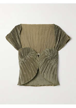 Cult Gaia - Milli Cropped Plissé-satin Top - Gray - x small,small,medium,large