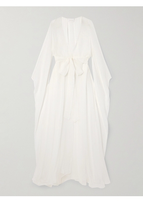 ROSAMOSARIO - Belted Wrap-effect Silk-georgette Gown - White - x small,small,medium,large,x large