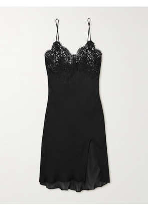 ROSAMOSARIO - Love Generation Chantilly Lace-trimmed Silk-chiffon Chemise - Black - x small,small,medium,large,x large
