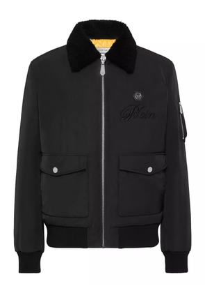 Philipp Plein faux-shearling-collar bomber jacket - Black