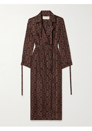 Dries Van Noten - Belted Printed Silk Trench Coat - Black - FR 34,FR 36,FR 38,FR 40,FR 42,FR 44