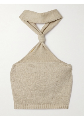 Cult Gaia - Sorine Cropped Cotton-blend Halterneck Top - Neutrals - xx small,x small,small,medium,large,x large