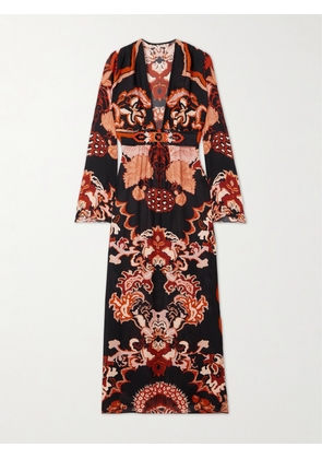 Johanna Ortiz - Rodeo Rhythms Belted Printed Silk-georgette Maxi Dress - Black - US2,US4,US6,US8