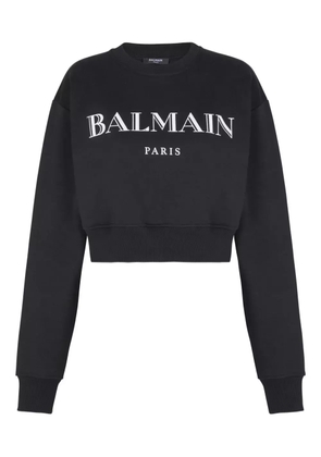 Balmain logo-print cropped sweatshirt - Black
