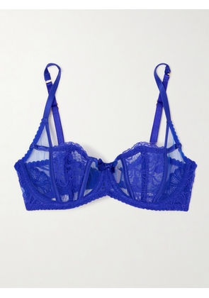 Agent Provocateur - Rozlyn Satin-trimmed Lace And Tulle Underwired Balconette Bra - Blue - 32A,34A,32B,34B,36B,32C,34C,36C,38C,32D,34D,36D,38D,32DD,34DD,36DD,32E,34E,36E