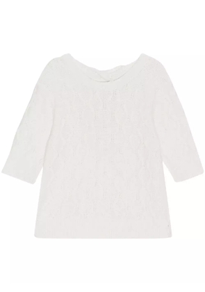 GANNI cable-knit organic cotton T-shirt - White