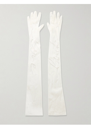 Halfpenny London - Embroidered Tulle Gloves - Ivory - small,medium,large