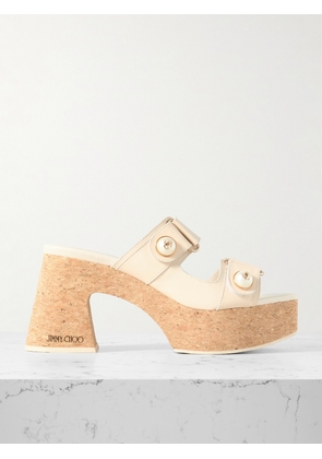 Jimmy Choo - Fayence Faux Pearl-embellished Leather Platform Sandals - Off-white - IT35,IT36,IT36.5,IT37,IT37.5,IT38,IT38.5,IT39,IT39.5,IT40,IT40.5,IT41,IT42