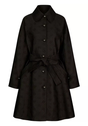 Dolce & Gabbana DG-logo jacquard belted coat - Black
