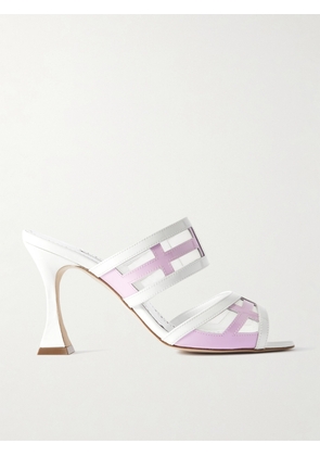 Manolo Blahnik - Avespamu 90 Mesh-trimmed Two-tone Patent-leather Mules - Pink - IT36,IT36.5,IT37,IT37.5,IT38,IT38.5,IT39,IT39.5,IT40,IT40.5,IT41,IT42,IT43