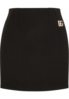 Dolce & Gabbana logo-appliqué double crepe miniskirt - Black