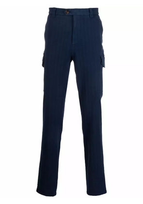 Brunello Cucinelli vertical-stripe slim-cut trousers - Blue