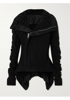 Rick Owens - Naska Asymmetric Brushed-wool Biker Jacket - Black - IT38,IT40,IT42,IT44,IT46,IT48