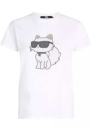 Karl Lagerfeld Ikon 2.0 Choupette rhinestone-embellished T-shirt - White