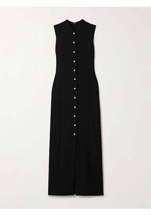 Adam Lippes - Rory Faux Pearl-embellished Wool-crepe Maxi Dress - Black - US0,US2,US4,US6,US8,US10,US12