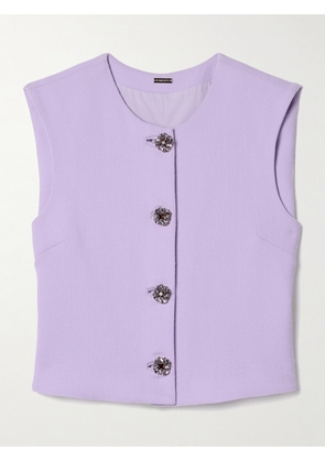 Adam Lippes - Remo Cropped Swarovski Crystal-embellished Wool-crepe Vest - Purple - US0,US2,US4,US6,US8,US10