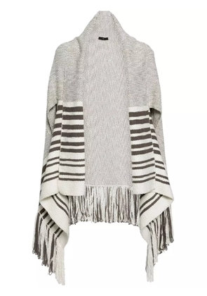 VOZ draped V-neck cotton cape - White