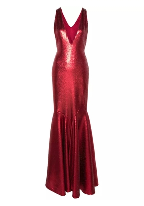 Genny sequinned mermaid long dress - Red