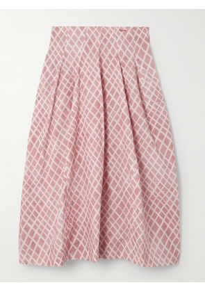 Marni - Checked Pleated Cotton-poplin Midi Skirt - Pink - IT38,IT40,IT42,IT44,IT46,IT48