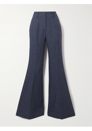 Gabriela Hearst - Rhein Pleated Linen, Wool, Silk And Cashmere-blend Flared Pants - Blue - IT38,IT40,IT42,IT44,IT46,IT48