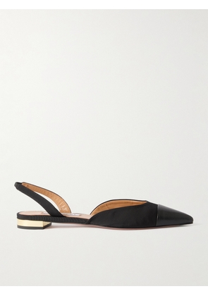 Aquazzura - Milanese Leather-trimmed Grosgrain Slingback Flats - Black - IT35,IT35.5,IT36,IT36.5,IT37,IT37.5,IT38,IT38.5,IT39,IT39.5,IT40,IT40.5,IT41,IT41.5,IT42