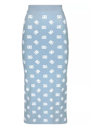 Dolce & Gabbana DNA logo-print straight skirt - Blue