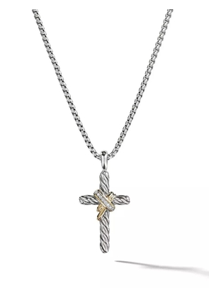 David Yurman 14kt yellow gold and sterling silver X Cross diamond necklace (31.7mm)
