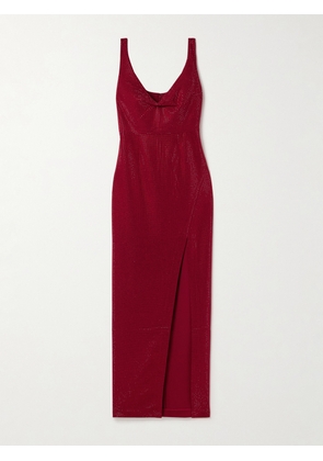ROLAND MOURET - Draped Crystal-embellished Crepe Gown - Red - UK 4,UK 6,UK 8,UK 10,UK 12,UK 14