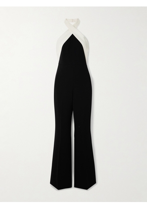 ROLAND MOURET - Layered Two-tone Cady Halterneck Jumpsuit - Black - UK 4,UK 6,UK 8,UK 10,UK 12,UK 14,UK 16