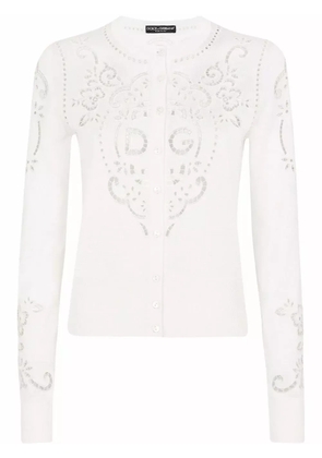 Dolce & Gabbana openwork-embroidery silk cardigan - White