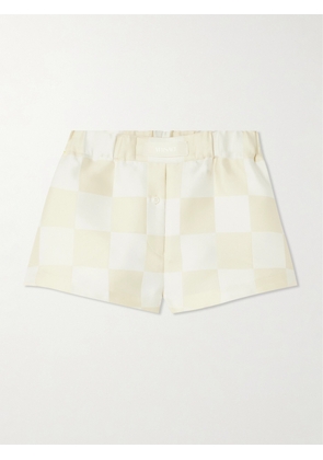 Versace - Checked Satin Shorts - Neutrals - IT38,IT40,IT42,IT44,IT46